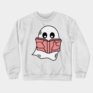 cute ghost book reading teacher school funny halloween Crewneck Sweatshirt